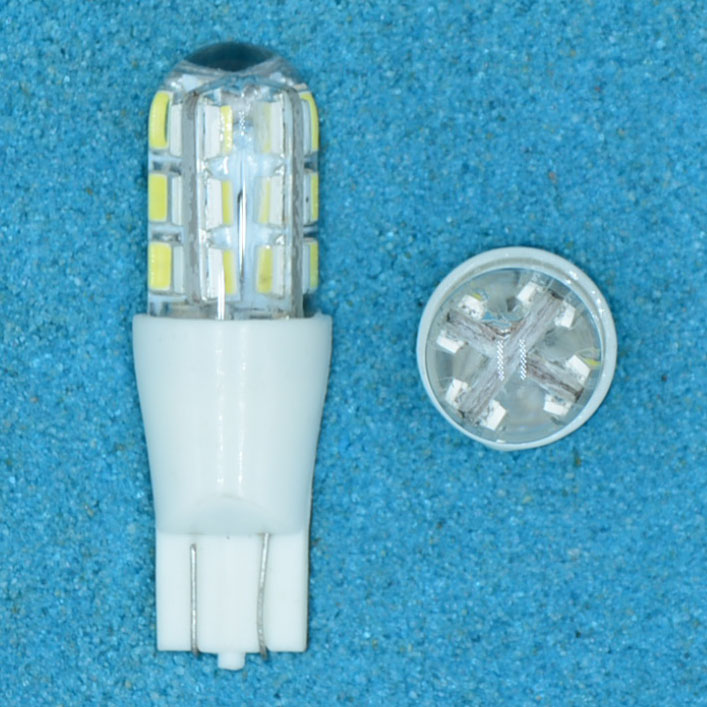T10-24SMD-3014-PLAST Светодиодная лампа. T10-24SMD-3014 12 вольт пластик белый (W5W) M142