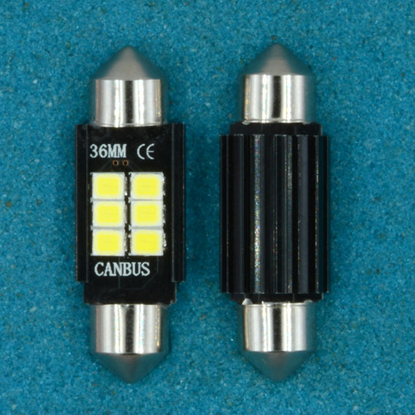 36MM-6SMD-3030 12-24 Светодиодная лампа. Софит 36мм 6 smd 3030, 12-24в, canbus , белый L099